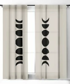 DYD MINIMAL MOON PHASES WHITE WINDOW CURTAINS