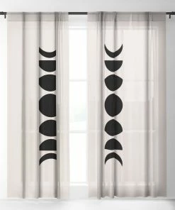 DYD MINIMAL MOON PHASES WHITE WINDOW CURTAINS