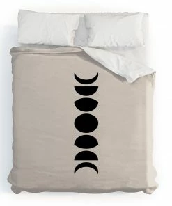 DYD BLACK MINIMAL MOON PHASES WHITE DUVET / COMFORTER