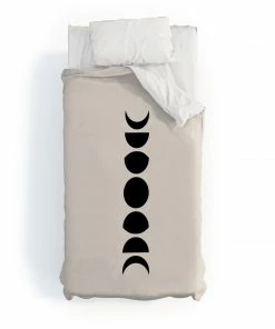 DYD BLACK MINIMAL MOON PHASES WHITE DUVET / COMFORTER