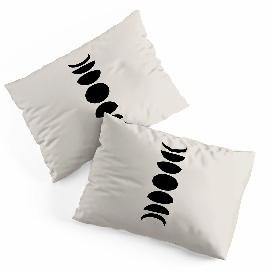DYD MINIMAL MOON PHASES WHITE PILLOW SHAMS BLACK 3 DYD MINIMAL MOON PHASES WHITE PILLOW SHAMS BLACK