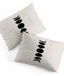 DYD MINIMAL MOON PHASES WHITE PILLOW SHAMS BLACK 9 DYD MINIMAL MOON PHASES WHITE PILLOW SHAMS BLACK