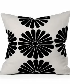 DYD RETRO DAISY THROW PILLOW BLACK