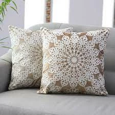 NO WHITE EMBROIDERED FLORAL PILLOW (INDIA)