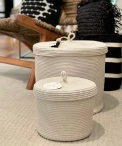 MM IVORY COTTON LIDDED BASKETS (SOUTH AFRICA)