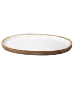 BH ENTERTAINING MANGO WOOD & ENAMEL OVAL PLATTER