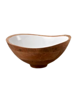BH MANGO WOOD & ENAMEL BOWL ENTERTAINING
