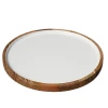 BH MANGO WOOD & ENAMEL ROUND TRAY ENTERTAINING