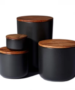 BH ACACIA LID BLACK STONEWARE