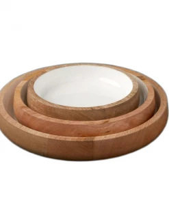 BH ENTERTAINING MANGO WOOD & ENAMEL NESTING BOWLS