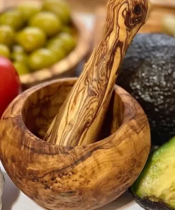 BH OLIVE WOOD MORTAR & PESTLE HYGGE