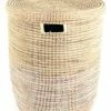 SWD DUO-WHITE FLAT-LIDDED BASKET (SENEGAL)