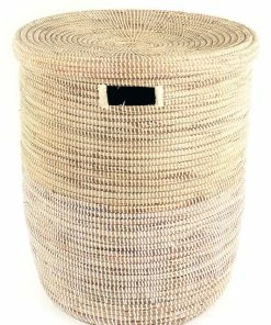 SWD DUO-WHITE FLAT-LIDDED BASKET (SENEGAL)