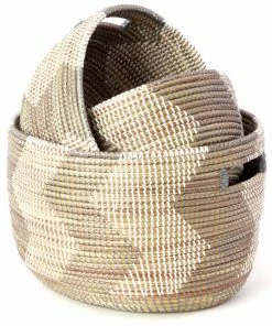 SWD SILVER & WHITE ZIG NESTING BASKET SET (SENEGAL)