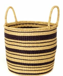 SWD BLACK STRIPED GRASS BASKET SET (GHANA)