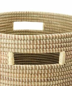 SWD DUO-WHITE FLAT-LIDDED BASKET (SENEGAL)