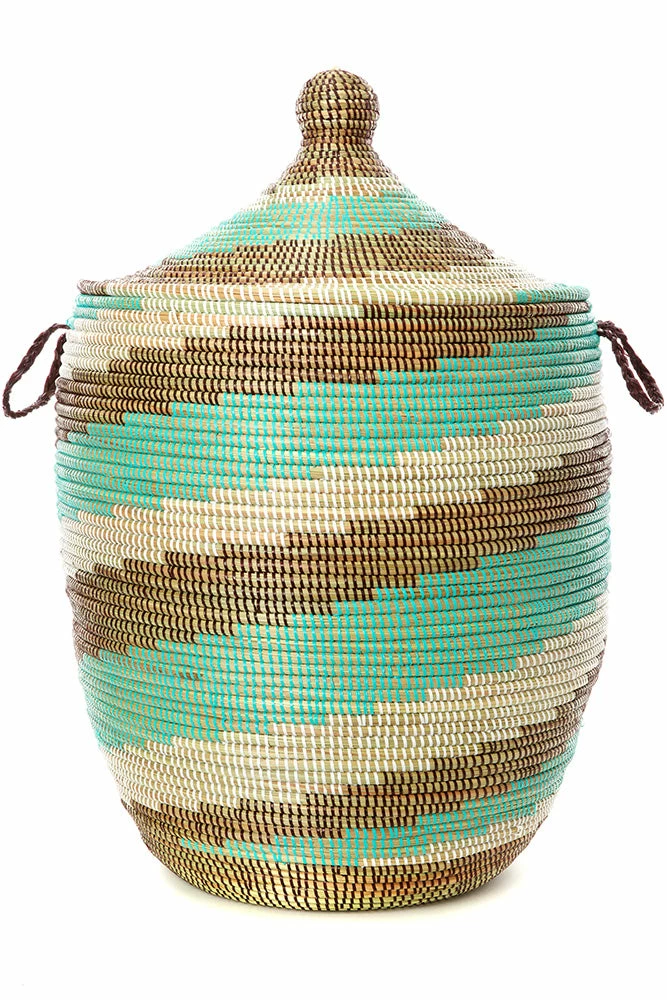 SWD TURQUOISE SWIRL BASKETS (SENEGAL) 5 SWD TURQUOISE SWIRL BASKETS (SENEGAL)