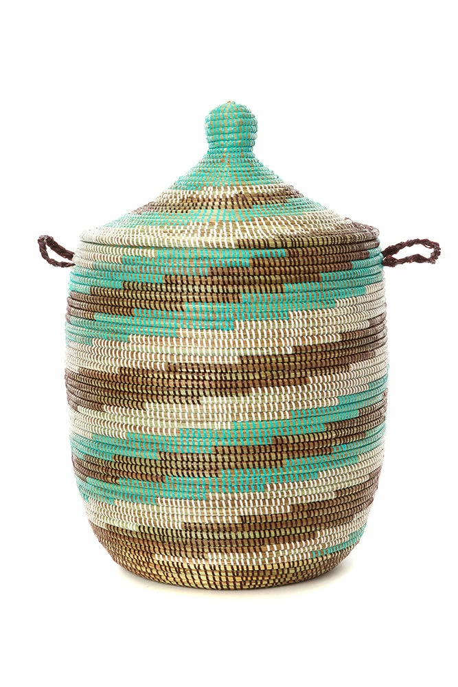 SWD TURQUOISE SWIRL BASKETS (SENEGAL) 6 SWD TURQUOISE SWIRL BASKETS (SENEGAL)