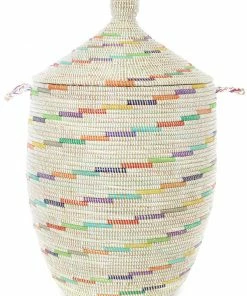 SWD WHITE RAINBOW SWIRL BASKETS 26" (SENEGAL)