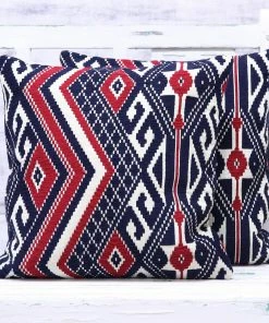 NO COZY UP CRIMSON GEOMETRIC THROW PILLOW (INDIA)