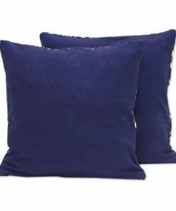 NO COZY UP CRIMSON GEOMETRIC THROW PILLOW (INDIA)