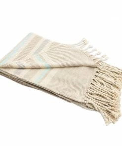 NO BOHO ECRU SWEET BLUE THROW (PERU)