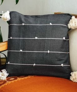 NO DARK GREY ON POINT STITCHED LINE PILLOW (OAXACA)