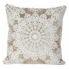 NO WHITE EMBROIDERED FLORAL PILLOW (INDIA)