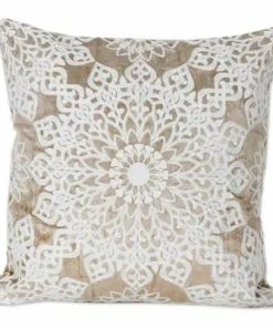 NO WHITE EMBROIDERED FLORAL PILLOW (INDIA)