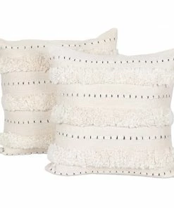 NO BOHO WHITE EMBROIDERED TUFTS PILLOW (INDIA)