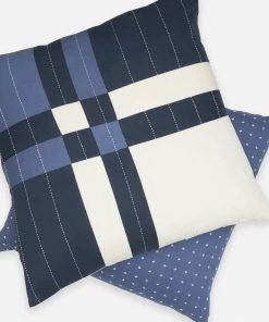 AN BOHO COBALT PATCHWORK THROW PILLOW