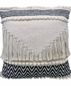 KK BLACK/IVORY DIAMOND FRINGE BOHO PILLOW