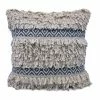 KK BLUE/IVORY BOHO FRINGE PILLOW