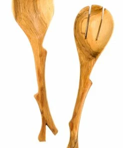 SW EASTERN AFRICA OLIVE WOOD BRANCH SALAD SERVING SET (KENYA)