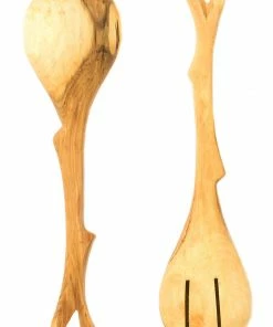 SW EASTERN AFRICA OLIVE WOOD BRANCH SALAD SERVING SET (KENYA)