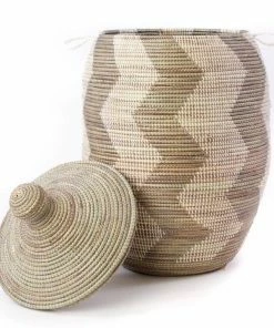 SWD BASKETS SILVER & WHITE ZIG BASKET 30" (SENEGAL)