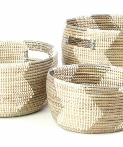 SWD SILVER & WHITE ZIG NESTING BASKET SET (SENEGAL)