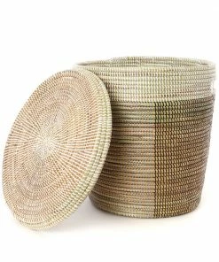 SWD BASKETS TRI-TONED FLAT-LIDDED BASKET (SENEGAL)