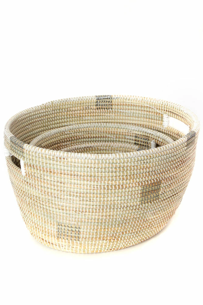 SWD BASKETS WHITE BLOCK NESTING BASKET SET (SENEGAL) 5 SWD BASKETS WHITE BLOCK NESTING BASKET SET (SENEGAL)