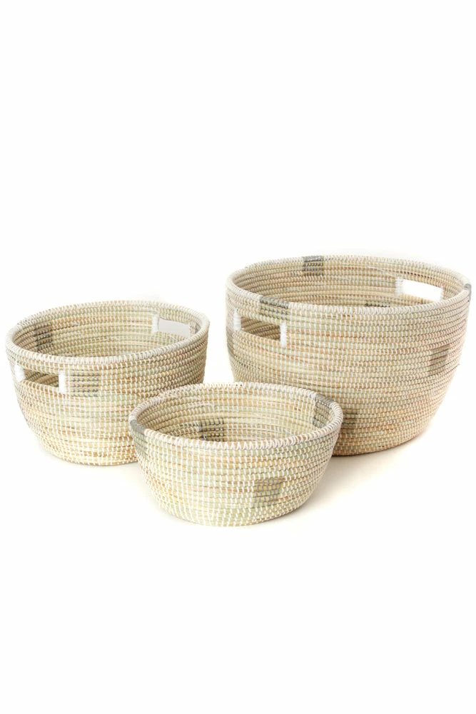 SWD BASKETS WHITE BLOCK NESTING BASKET SET (SENEGAL) 4 SWD BASKETS WHITE BLOCK NESTING BASKET SET (SENEGAL)
