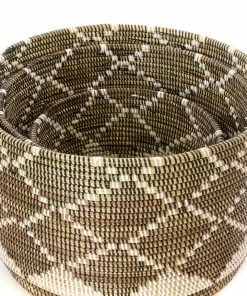 SW SILVER & BROWN NESTING DIAMOND BASKETS (SENEGAL)