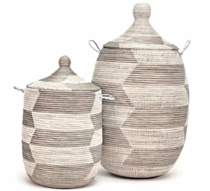 SWD SILVER & WHITE HERRINGBONE BASKETS (SENEGAL) 4 SWD SILVER & WHITE HERRINGBONE BASKETS (SENEGAL)