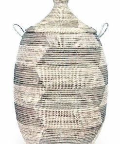 SWD SILVER & WHITE HERRINGBONE BASKETS (SENEGAL)