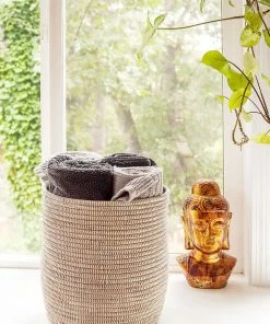 SW WHITE CATTAIL BASKET BIN (SENEGAL)