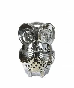 SB BOHO SILVER CERAMIC OWL 10"