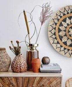 BV BOHO GOLD CUFF AMBER GLASS VASE